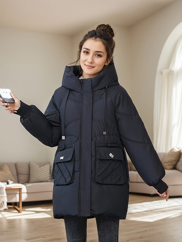 Giacca invernale imbottita di media lunghezza alla moda per donna | Perfetta per attività all'aperto