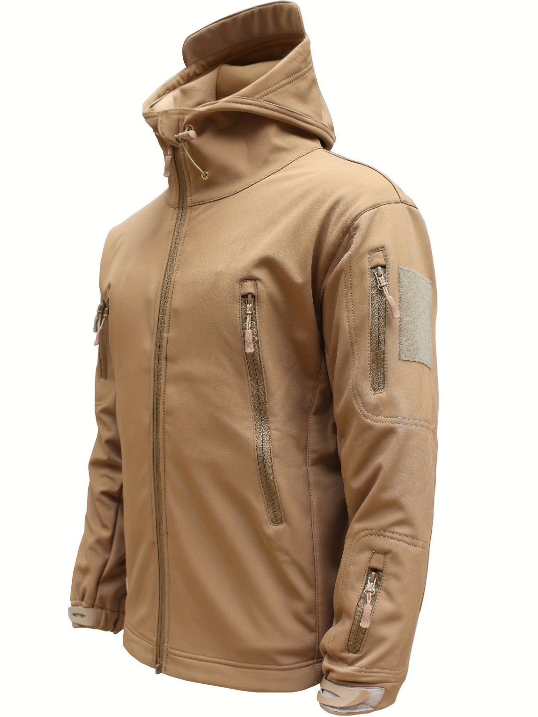 Veste à capuche tactique en polaire softshell avec poches zippées pour hommes | Parfaite pour les activités de plein air