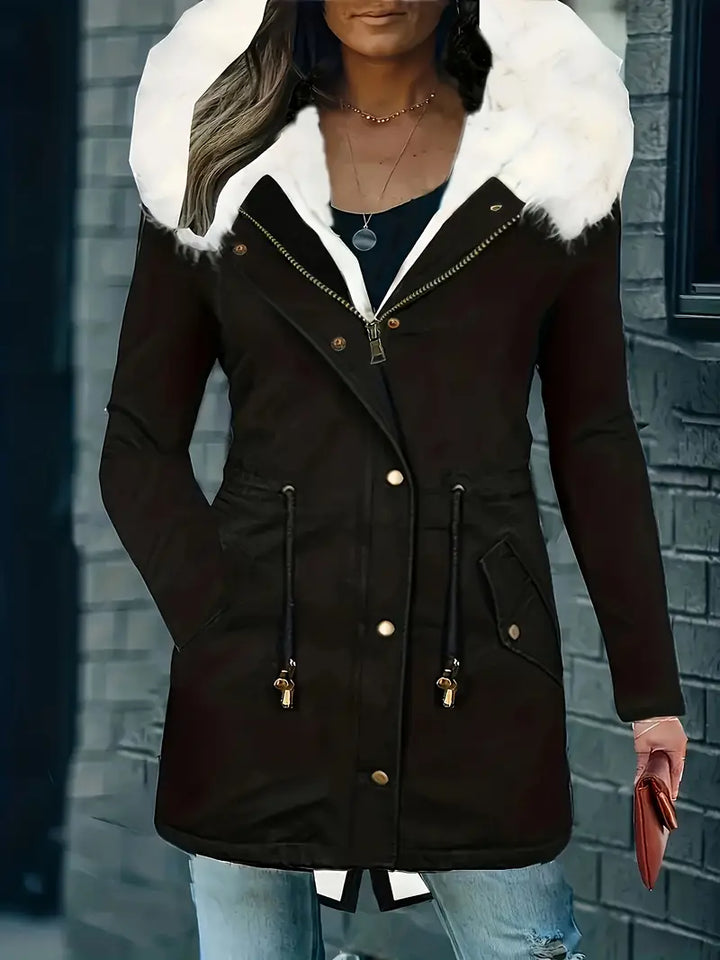 Manteau d'hiver pour femmes avec col en fausse fourrure – Parka chaud avec capuche et fermeture éclair