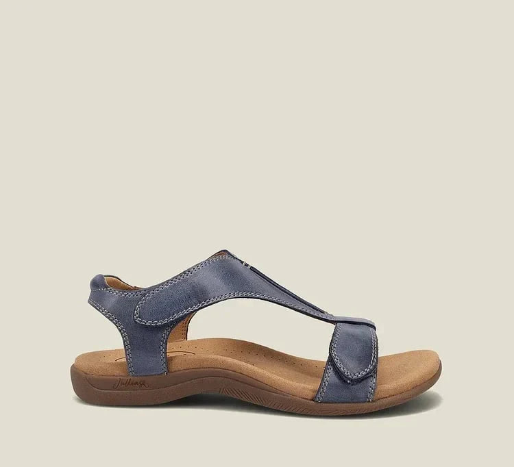 Damen Sommer Sandalen mit Reißverschluss – Bequeme T-Steg Sandalen mit weichem Fußbett & rutschfester Sohle
