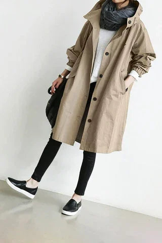 Veste coupe-vent imperméable à capuche surdimensionnée