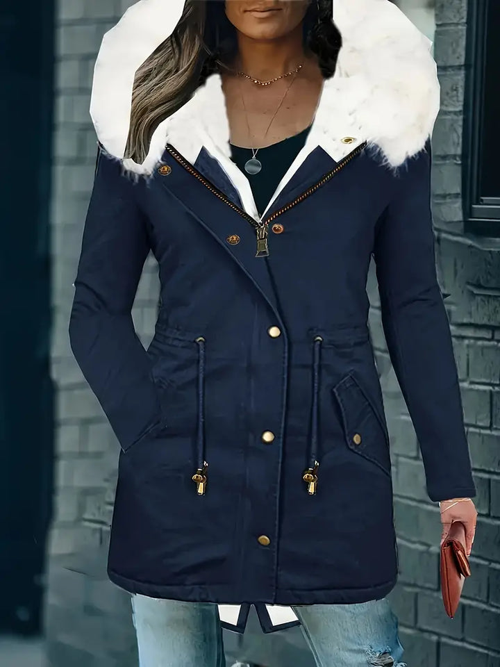 Manteau d'hiver pour femmes avec col en fausse fourrure – Parka chaud avec capuche et fermeture éclair