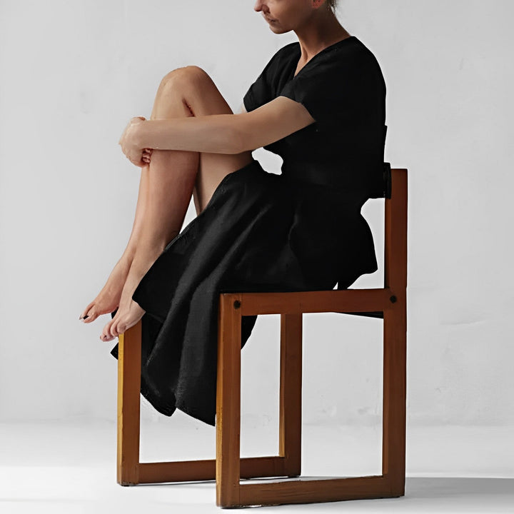 Robe midi élégante ILSE avec ceinture et poches latérales