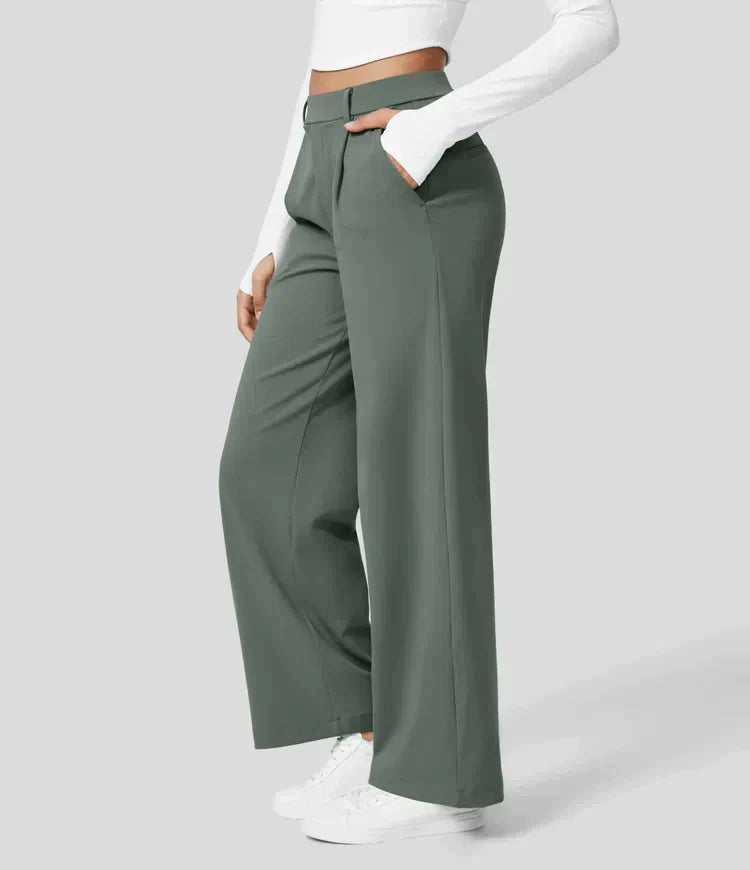 Elegante pantaloni da donna a gamba larga – vita alta, adatti per business e casual