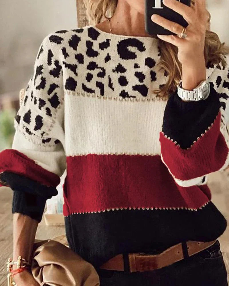 Els | bluza w paski z wzorem w panterkę