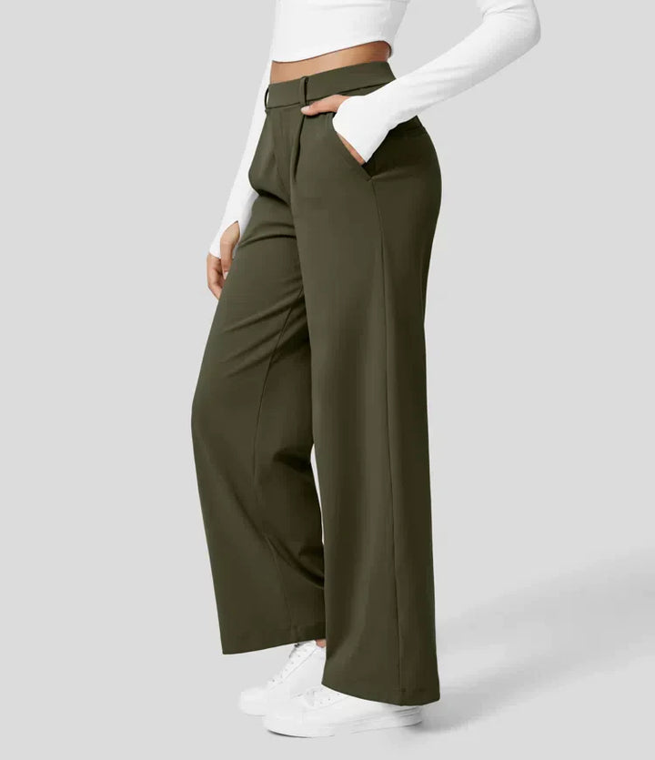 Elegante pantaloni da donna a gamba larga – vita alta, adatti per business e casual