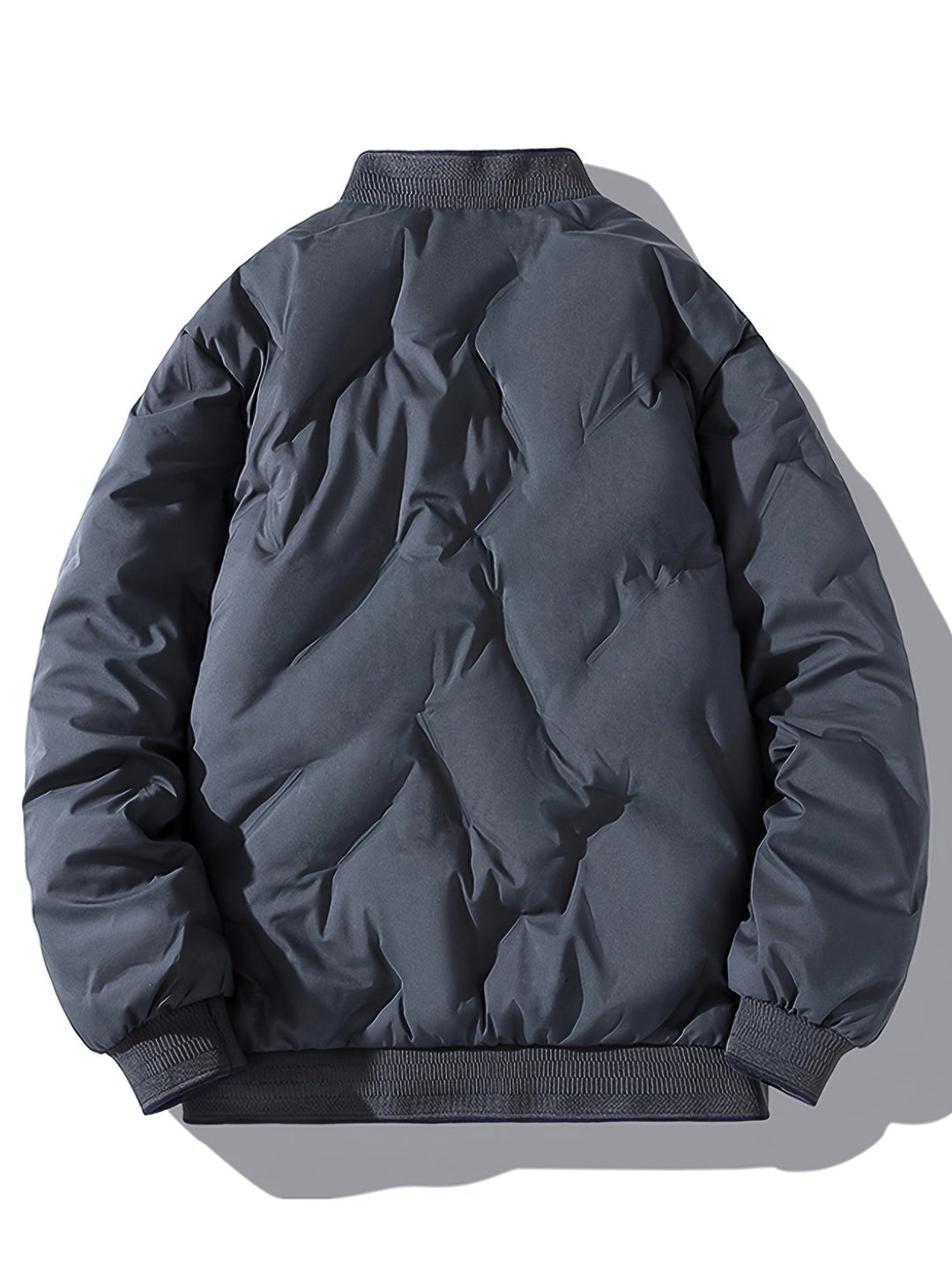 Veste d'hiver chaude à col baseball avec fermeture éclair, polaire unie avec poches pour hommes | Parfait pour les activités de plein air