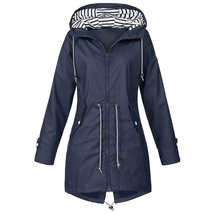 Veste de pluie imperméable classique et élégante avec capuche pour femmes | Style classique & idéal pour les activités de plein air