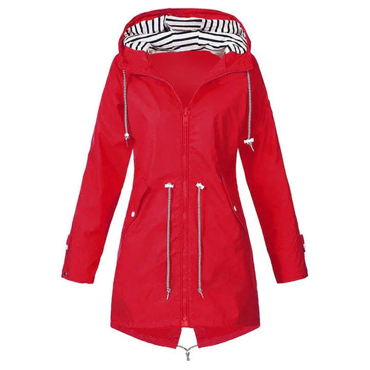 Veste de pluie imperméable classique et élégante avec capuche pour femmes | Style classique & idéal pour les activités de plein air