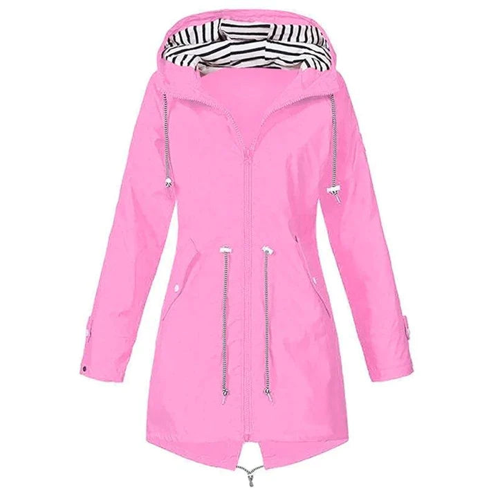 Veste de pluie imperméable classique et élégante avec capuche pour femmes | Style classique & idéal pour les activités de plein air