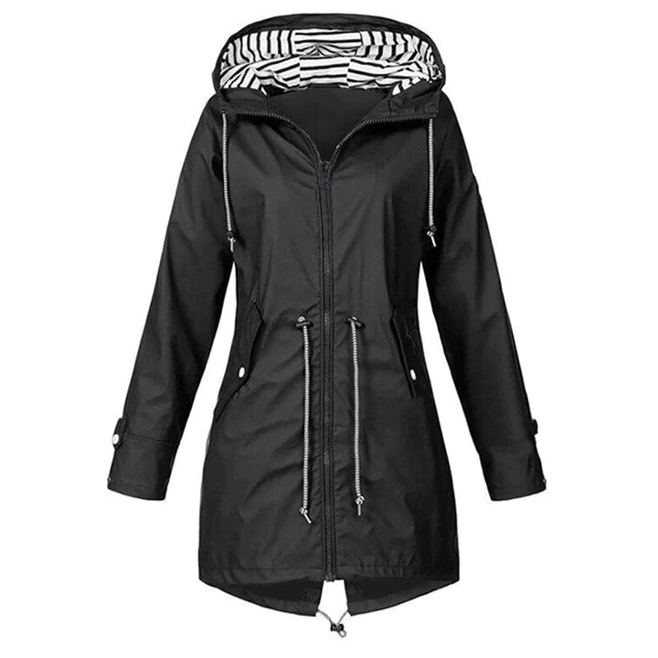 Veste de pluie imperméable classique et élégante avec capuche pour femmes | Style classique & idéal pour les activités de plein air