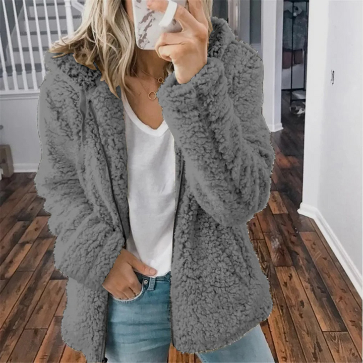 Veste en peluche avec capuche et fermeture éclair, gilet en polaire