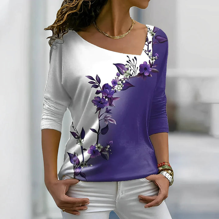 Octavia - Chemise artistique florale aux couleurs contrastées