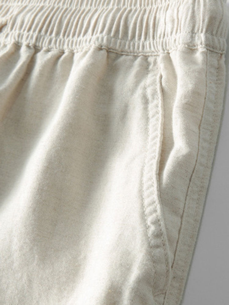 Camicia a maniche corte e pantaloni di lino set estivo per uomo
