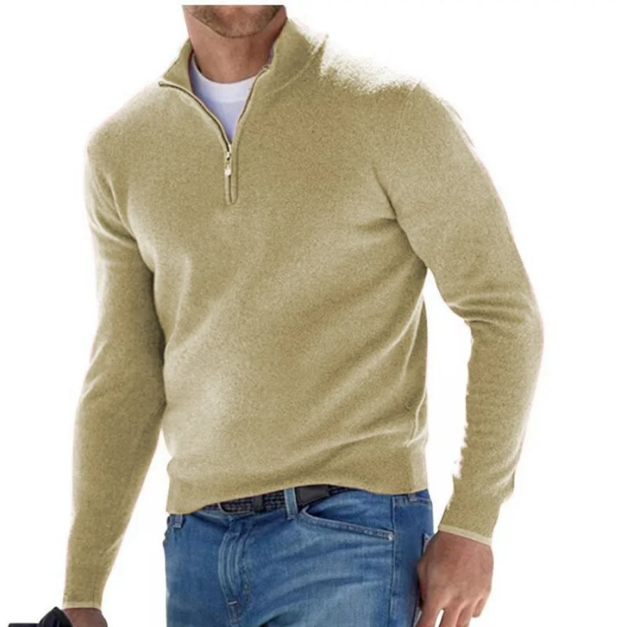 Maglione classico in maglia con cerniera e collo alto
