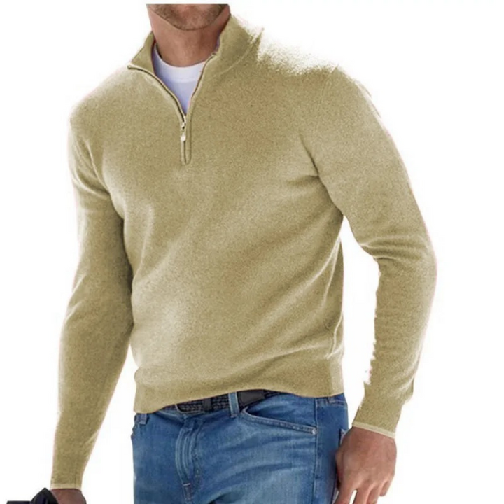Maglione classico in maglia con cerniera e collo alto