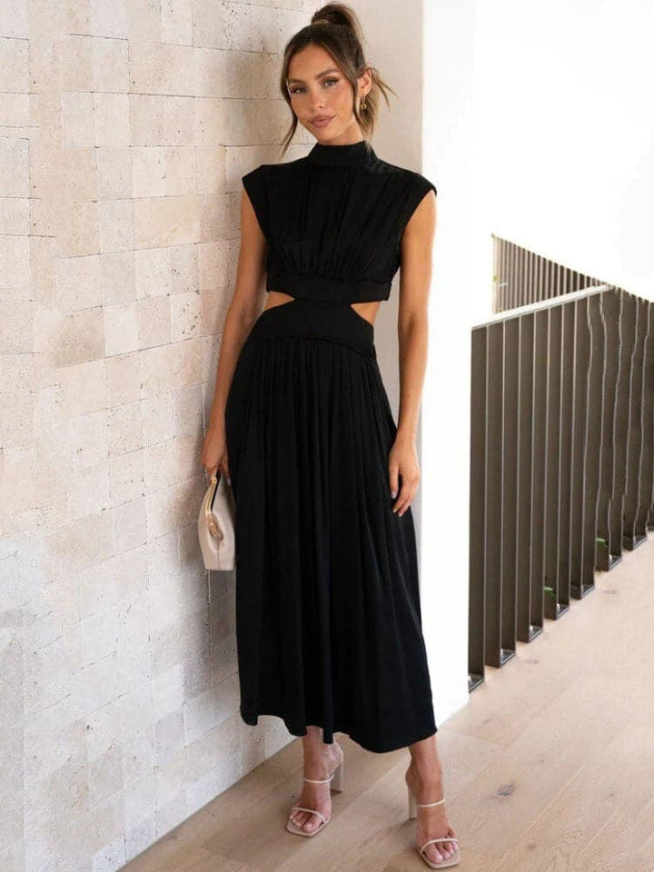 Robe Midi Enchanted Meadow Verte Découpée – Élégance et Modernité au Service de Votre Silhouette