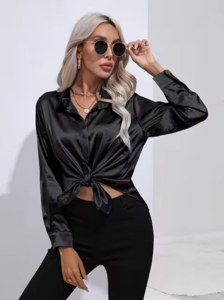 Annika - Camicia a maniche lunghe in raso