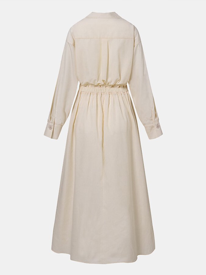 Oversized Hemdkleid für Damen – Minimalistisches Langkleid mit Kragen & weitem A-Linien Schnitt für Frühling & Sommer