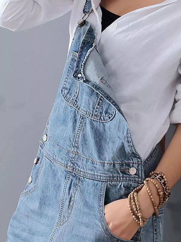 Combinaison en jean vintage pour femmes – Salopette décontractée avec bretelles réglables et aspect usé
