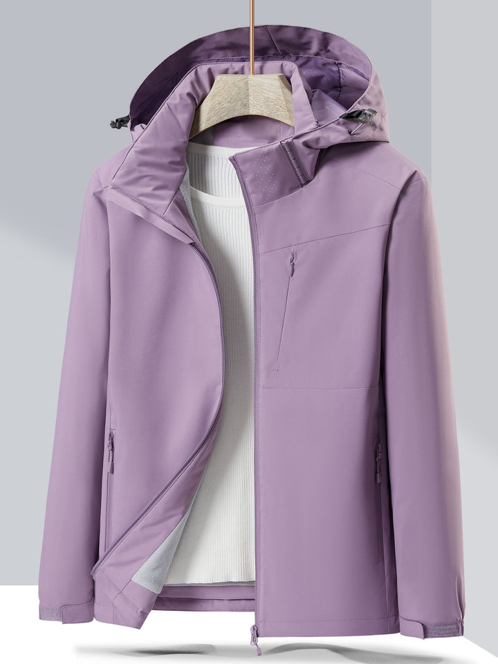 Giacca in pile invernale elegante e impermeabile con cappuccio per donna | Perfetta per attività all'aperto