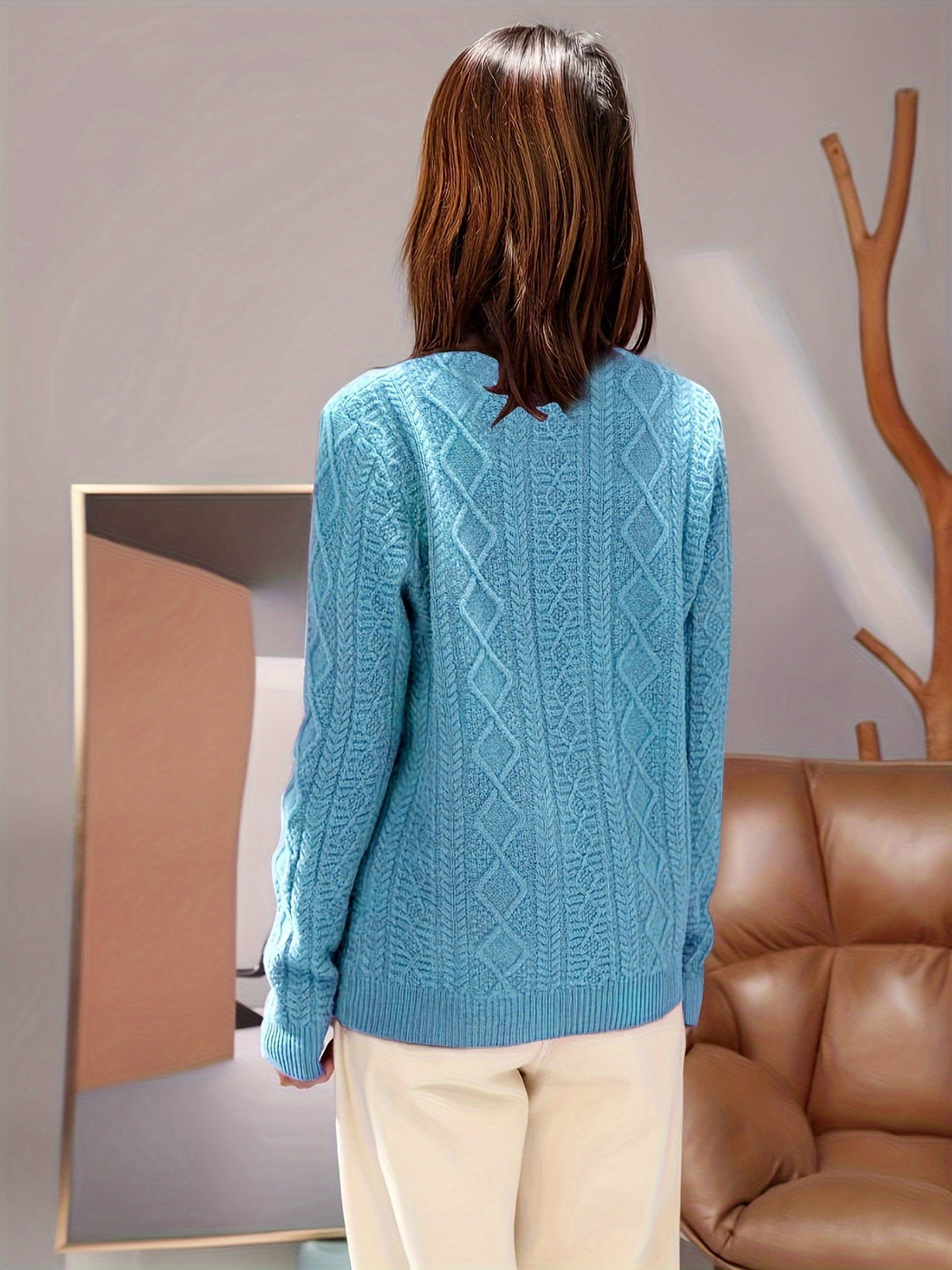 Pull-over en tricot de laine avec manches longues confortables Pull-over femme | Parfait pour les vêtements de loisirs