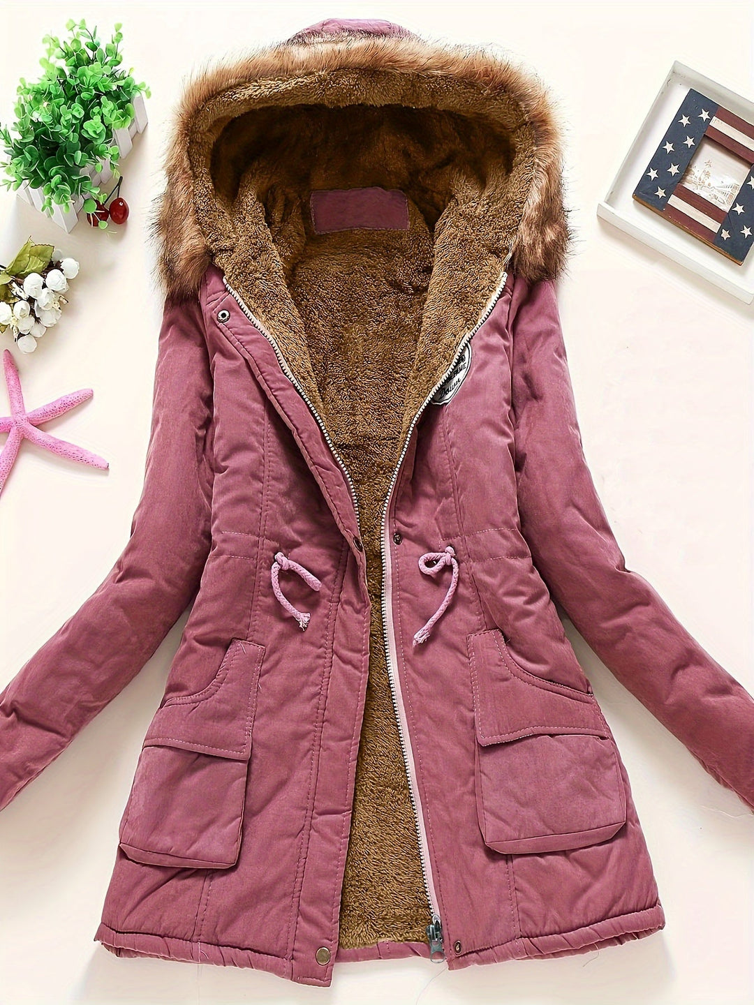 Elegante Lange Puffer Winterjacke mit Kapuze für Frauen | Perfekt für kalte Tage