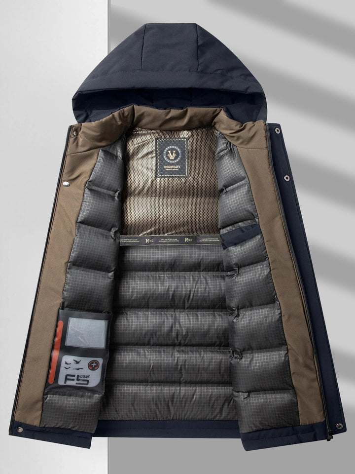 Veste d'hiver matelassée à capuche décontractée à manches longues avec fermeture éclair pour hommes | Parfaite pour les activités de plein air