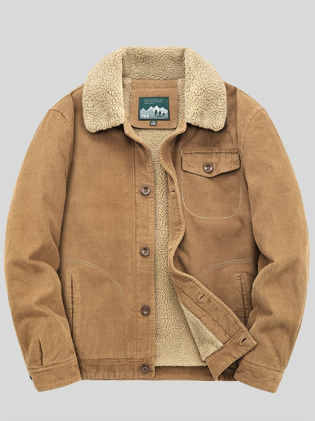 Veste d'extérieur légère en polaire chaude avec boutons et poche poitrine pour hommes | Parfait pour les activités de plein air