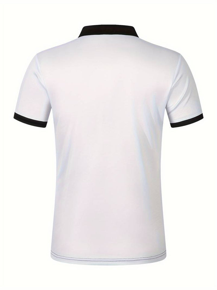 Polo homme à rayures – Chemise à manches courtes avec patte de boutonnage et col contrasté