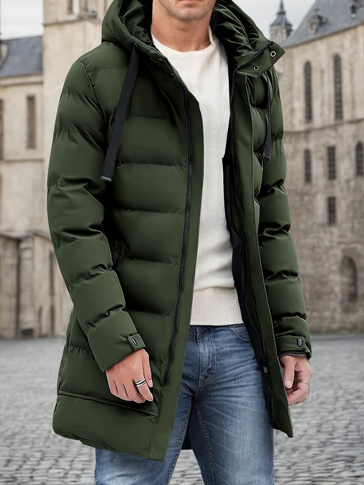 Veste d'hiver matelassée longue chaude à capuche pour hommes | Parfaite pour les activités de plein air