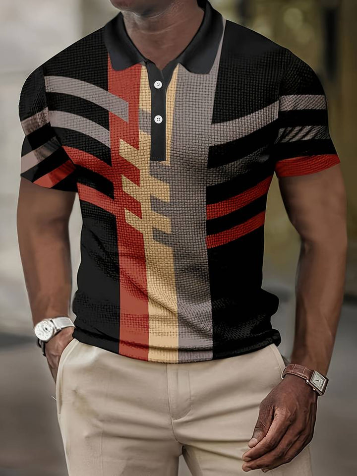 Polo homme avec motif géométrique – Chemise à manches courtes stylée avec col pour l'été, les loisirs et les looks urbains