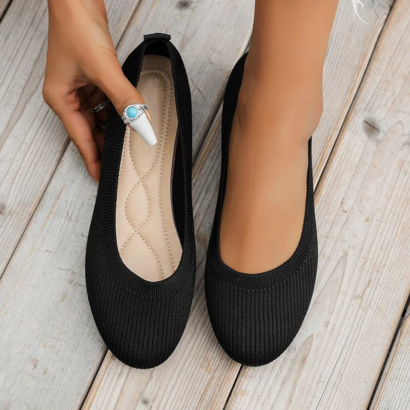 Damen Ballerinas aus Strick – Bequeme Slipper mit runder Spitze & flacher Sohle