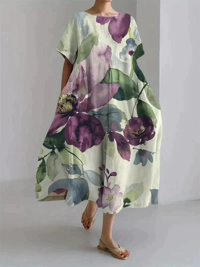 Andria - Abito da donna casual con motivo floreale botanico