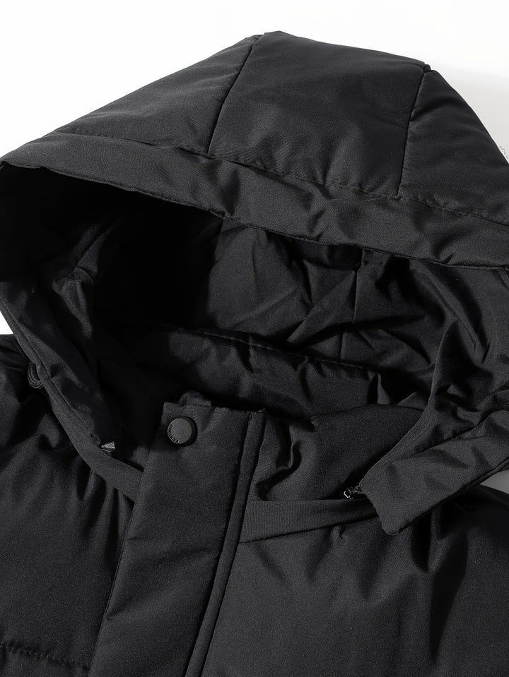Veste d'hiver homme avec capuche – Veste matelassée chaude, coupe-vent et imperméable avec fermeture éclair et poches