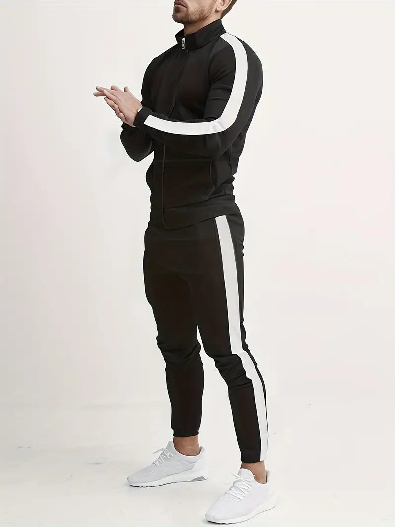 Survêtement homme avec bandes – Ensemble de sport slim fit avec fermeture éclair