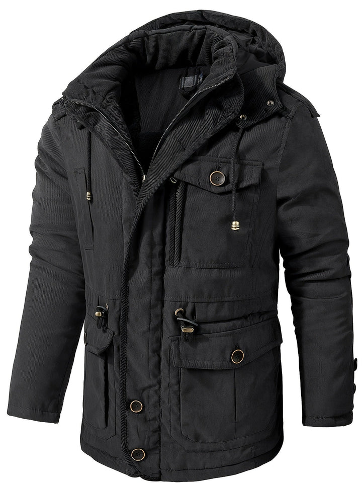 Casual Veste d'hiver cargo à capuche avec plusieurs poches en polaire chaude | Parfaite pour les activités de loisirs
