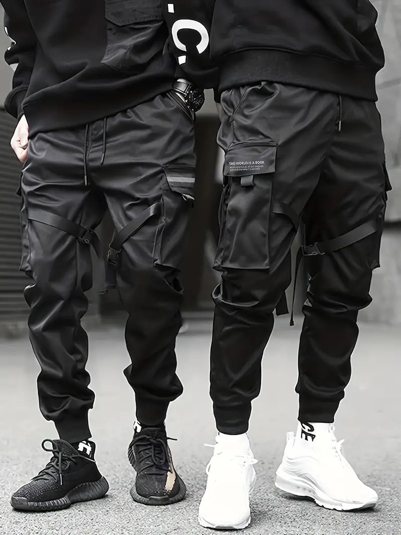 Herren Cargohose mit Taschen & Kordelzug – Streetwear Jogger Pants im Techwear-Stil – Lockere Freizeithose mit Bündchen für Alltag & Urban Look