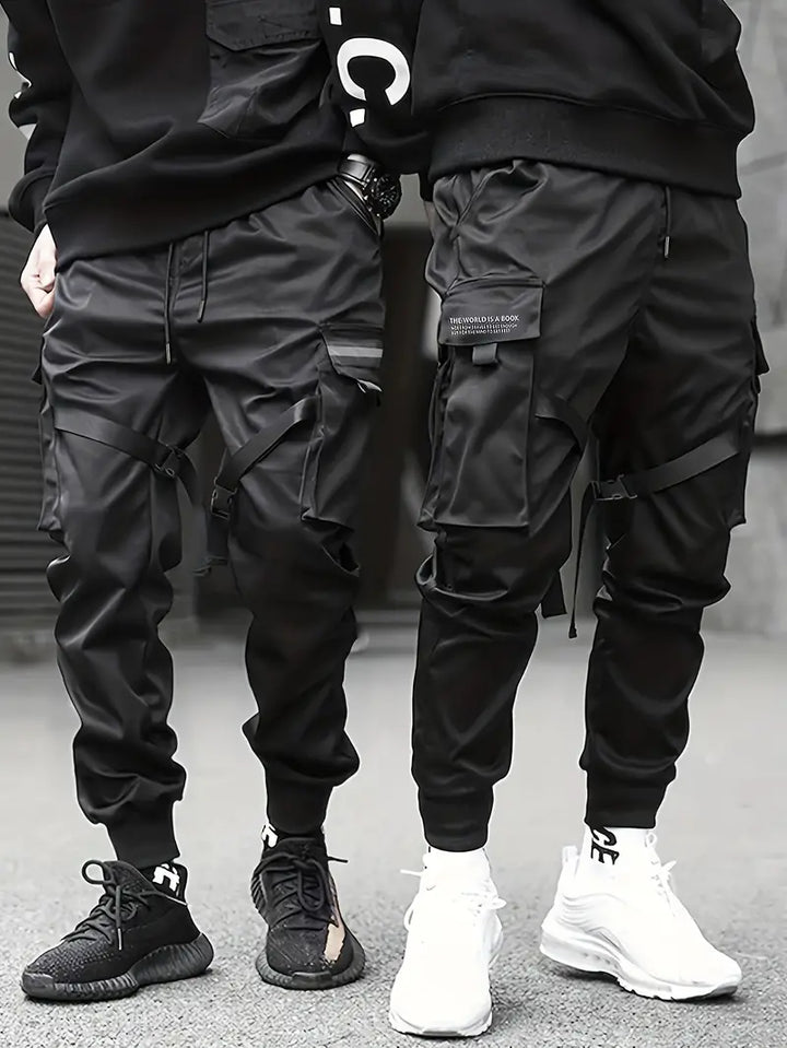 Herren Cargohose mit Taschen & Kordelzug – Streetwear Jogger Pants im Techwear-Stil – Lockere Freizeithose mit Bündchen für Alltag & Urban Look