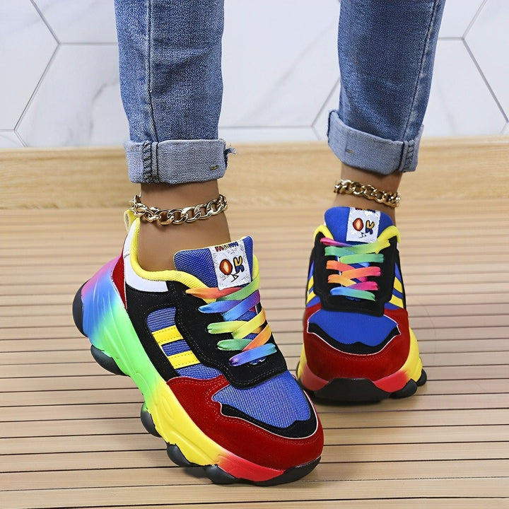 Ellen - bunte klobige Turnschuhe für Damen | Multicolor Design Sneaker Damen