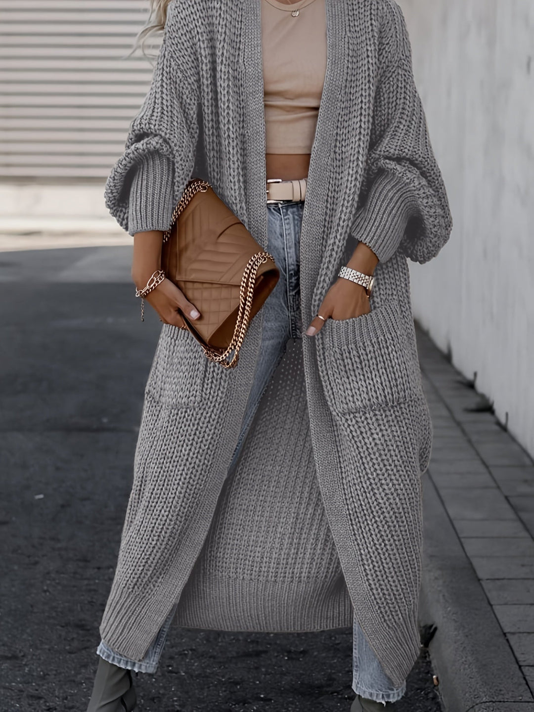 Lässiger Strickcardigan aus Wolle mit Taschen für Damen | Perfekt für den Alltag