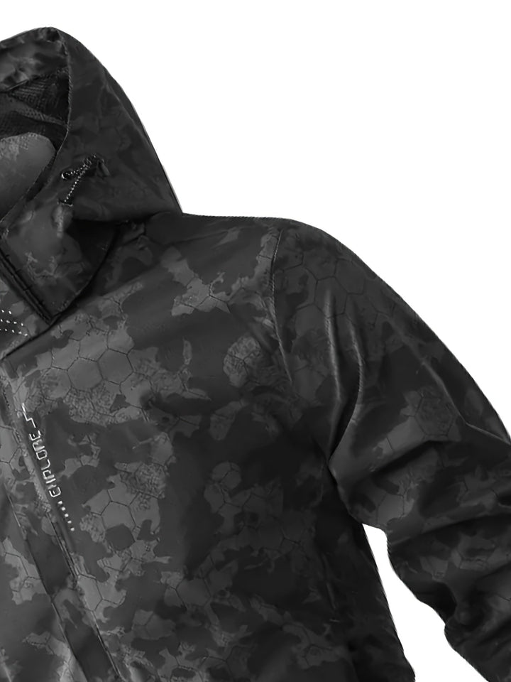 Coupe-vent à capuche motif camouflage chaud pour le printemps pour hommes | Parfait pour les activités de plein air au printemps