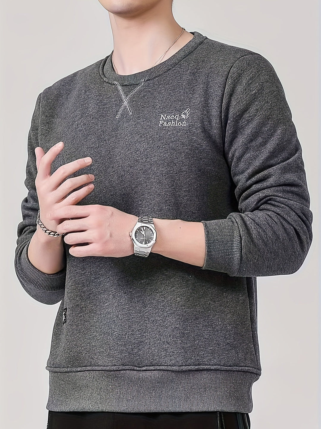 Lässiger einfarbiger Baumwolle Sweatshirt für Männer | Perfekt für den Alltag