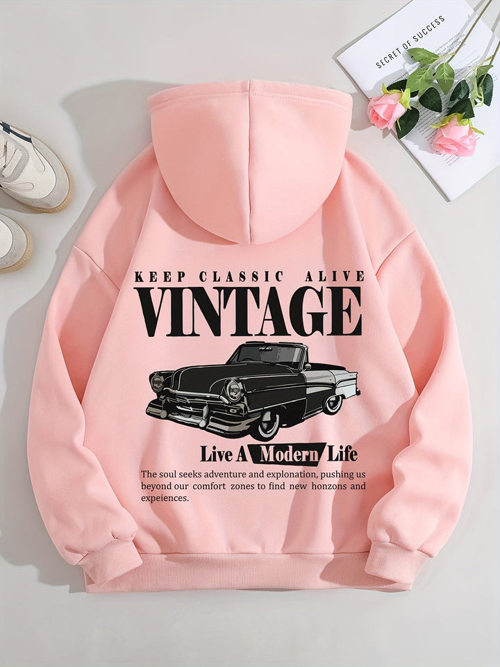 Eleganter Vintage-Sweat-Pullover-Hoodie mit Backprint für Women | Perfekter für Lässige Tage