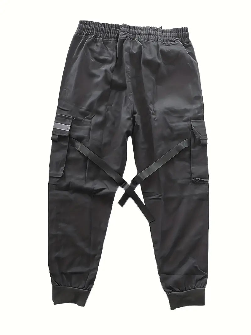 Herren Cargohose mit Taschen & Kordelzug – Streetwear Jogger Pants im Techwear-Stil – Lockere Freizeithose mit Bündchen für Alltag & Urban Look