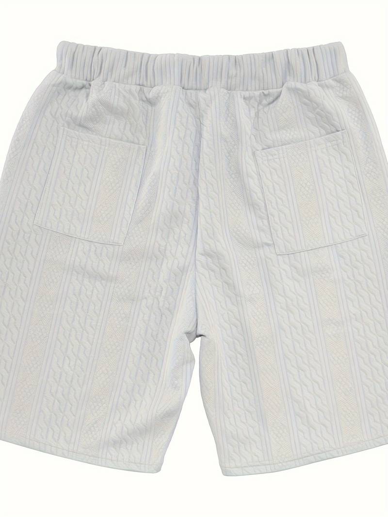 Męski letni zestaw dwuczęściowy – oversize koszula z dekoltem w serek i szorty w dzianinowym stylu – streetwearowy strój na czas wolny i wakacje