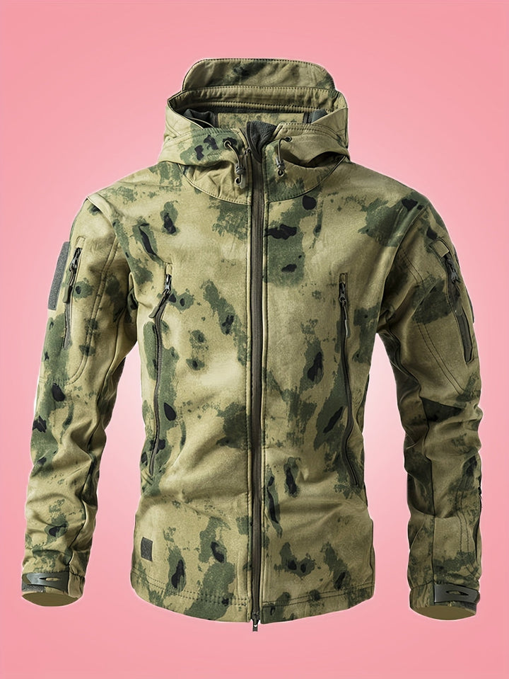 Coupe-vent militaire chaud camouflage avec poches zippées pour hommes | Parfait pour les activités de plein air
