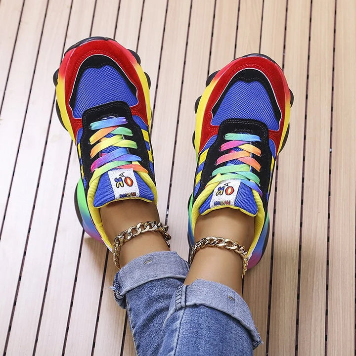 Amber - Baskets colorées avec design arc-en-ciel pour femmes