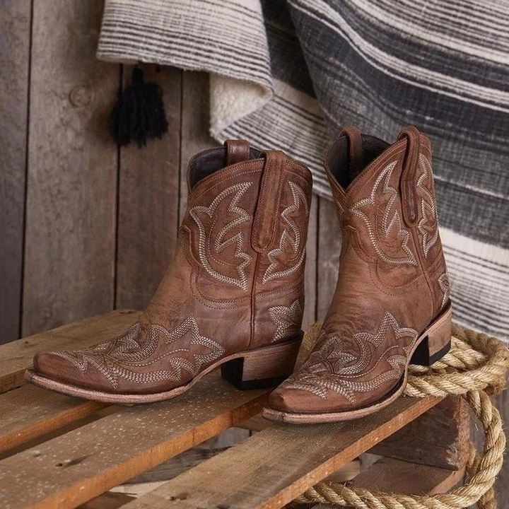 Lina - Bottes de cowboy brodées en cuir