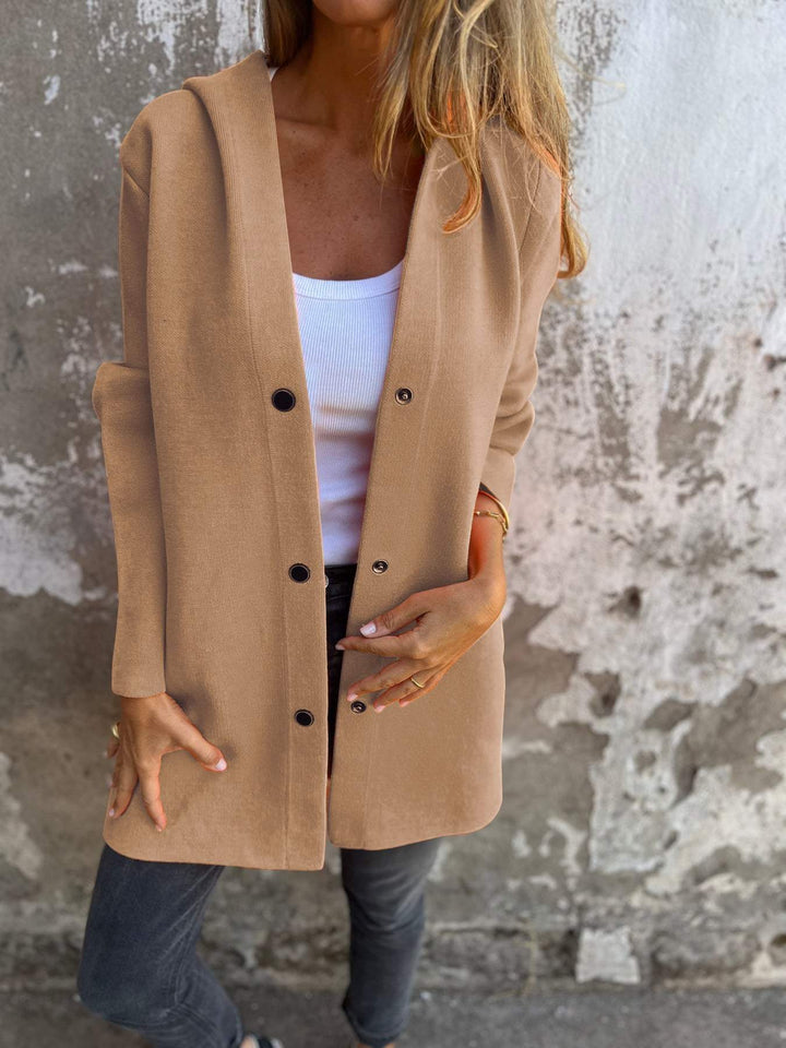 Cari - Blazer décontracté à simple boutonnage avec capuche
